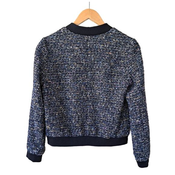 Rebecca Taylor Navy Multi Tweed Bomber Jacket Size 4 MSRP $630 - Picture 11 of 13